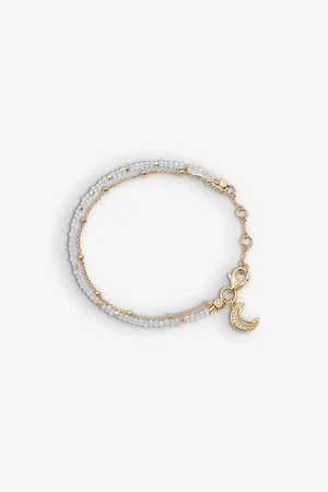 ASTLEY CLARKE Womens Biography Moonstone 18ct Yellow Gold-Plated Vermeil Charm Bracelet