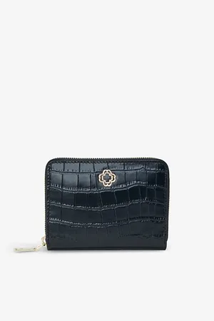 Maje Womens Clover-Plaque Leather Coin Purse