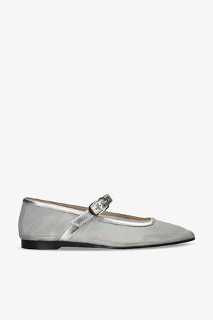 Le Monde Beryl Womens Round-Toe Mesh and Patent-Leather Mary-Jane Flats