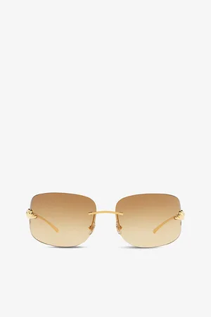 Cartier Womens ct0062S 72 Rectangle-Frame Metal Sunglasses