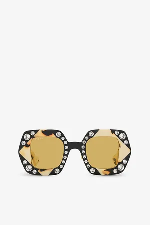 Gucci Womens Gc002005 Gg1330S Square-Frame Acetate Sunglasses