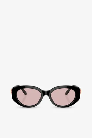 Swarovski Womens Sk6002 Oval-Frame Gem-Embellished Acetate Sunglasses