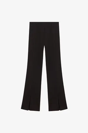Maje Womens Split-Cuff Flare-Leg High-Rise Stretch-Woven Trousers
