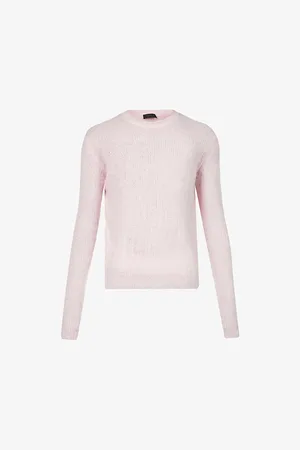 Prada Mens Brand-Badge Crewneck Mohair-Blend Sweatshirt