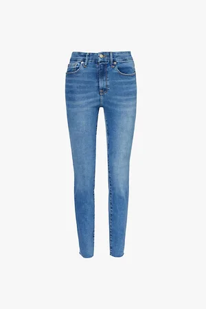 GOOD AMERICAN Womens Af Good Waist Five Pockets Skinny Mid-Rise Stretch Cotton-Blend Denim Jeans