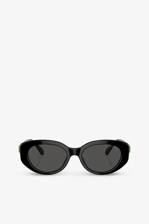 Swarovski Womens Sk6002 Oval-Frame Gem-Embellished Acetate Sunglasses