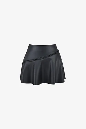 House Of Cb Womens Nova Braided-Trim Faux-Leather Mini Skirt