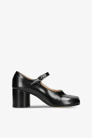 Maison Margiela Womens Tabi 60 Split-Toe Block-Heel Leather Mary-Janes