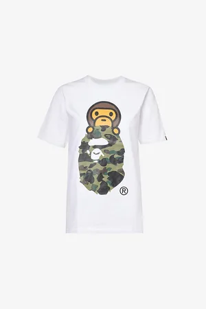 A Bathing Ape Womens Branded-Print Short-Sleeved Cotton-Jersey T-Shirt