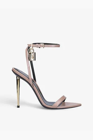 Tom Ford Womens Padlock Leather Heeled Sandals