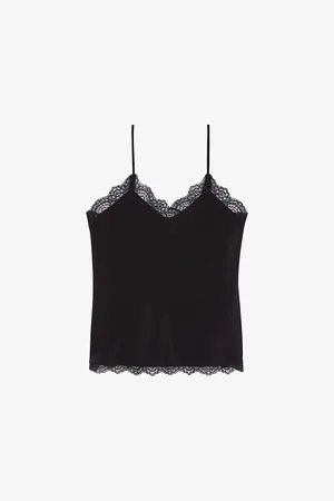 The Kooples Womens Lace-Embroidered Relaxed-Fit Silk Top