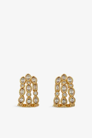 Maje Womens Rhinestone-Embellished Gold-Plated Recycled-Brass Earrings