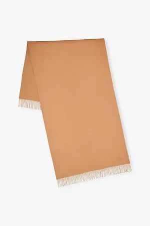 MULBERRY Womens Solid Logo-Embroidered Merino-Wool Scarf