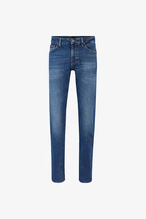 HUGO BOSS Mens Regular-Fit Straight-Leg Mid-Rise Stretch-Denim Jeans