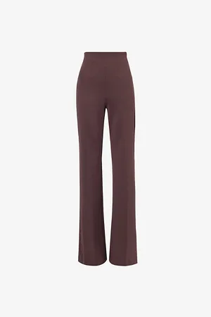Sportmax Womens Oleo Wide-Leg High-Rise Stretch-Woven Trousers