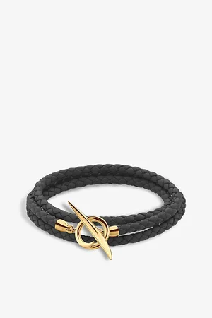 SHAUN LEANE Womens Quill Leather and Yellow Gold-Plated Vermeil Silver Wrap Bracelet