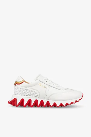 Christian Louboutin Mens Loubishark Leather and Mesh Trainers