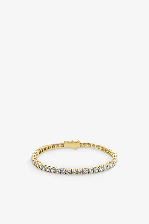 CARAT* London Womens Francine Yellow- Plated Vermeil Sterling-Silver and 3.05ct Cubic Zirconia Tennis Bracelet