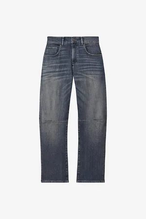Reiss Womens Mahni Barrel-Leg Mid-Rise Denim Jeans