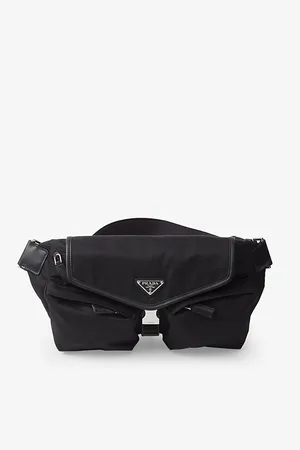 Prada Mens Re-Nylon Nylon and Leather Shoulder Bag