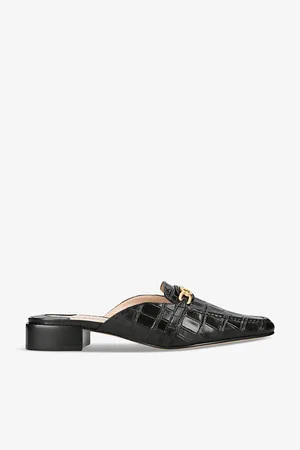 Tom Ford Womens Whitney Croc-Embossed Leather Slippers