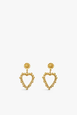 Brinker & Eliza Womens Heart Of 24ct Antique -Plated Brass Earrings