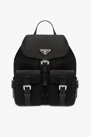 Prada Womens Logo-Plaque Recycled-Polyamide Backpack