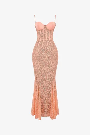 House Of Cb Womens Cordelia Lace-Embroidered Corset Woven Maxi Dress