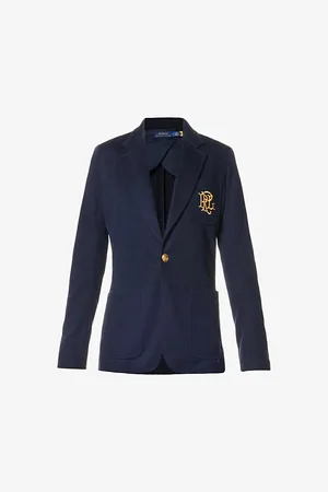 Ralph Lauren Womens Padded-Shoulders Cotton-Blend Jacket