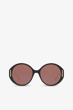 Gucci Womens Gc001958 Gg1202S Round-Frame Acetate Sunglasses