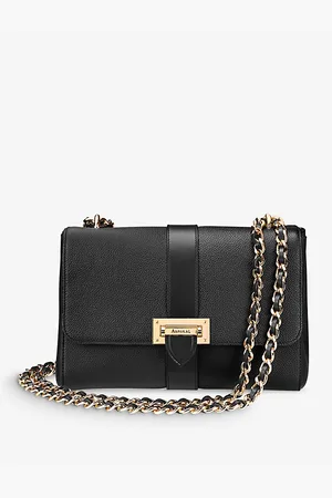 ASPINAL OF LONDON Womens Lottie Logo-Engraved Leather Shoulder Bag