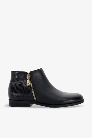 Dune Womens Pandias Mock-Croc Leather Ankle Boots