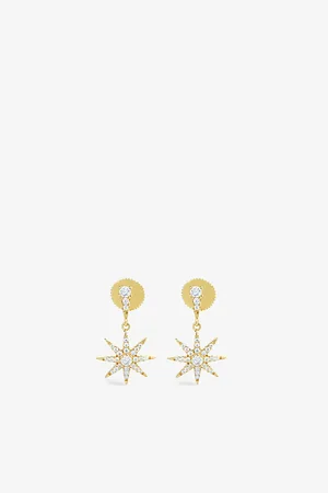 CARAT* London Womens Nysa Star-Shaped Yellow -Plated Vermeil Sterling Silver and Cubic Zirconia Drop Earrings