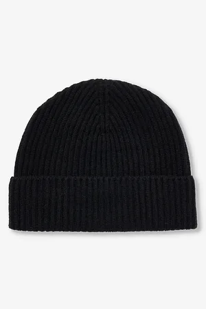 Johnstons Of Elgin Womens Ribbed-Knit Folded-Brim Cashmere Beanie Hat