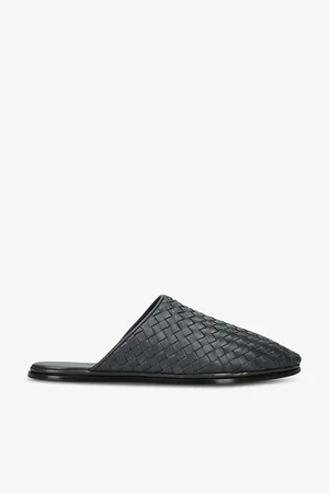 Bottega Veneta Mens Weave Intrecciato Leather Mules