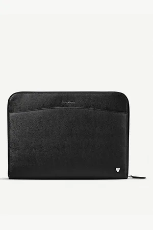 ASPINAL OF LONDON Mens Logo-Embellished Grained-Leather Laptop Case