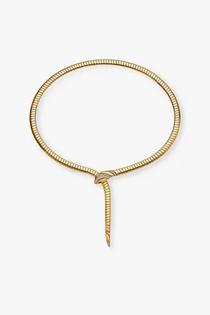 Bvlgari Serpenti Tubogas 18ct Yellow-Gold, 0.46ct Brilliant-Cut Diamond and Onyx Necklace