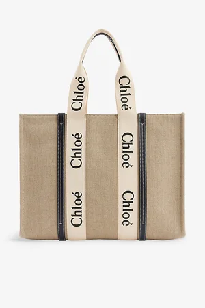 Chloé Womens Woody Large Linen Tote Bag