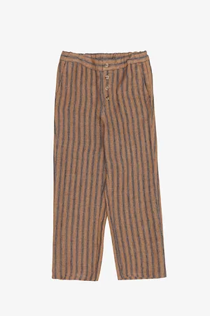 Caramel Erodium Round-Pocket Linen Trousers 3-12 Years