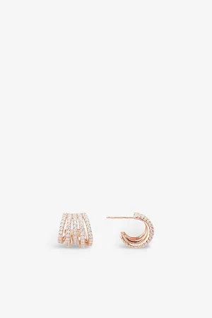 APM Monaco Womens Five-Hoop 18ct -Plated Brass and Zirconia Earrings