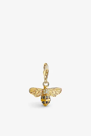 Thomas Sabo Womens Bee 18ct Yellow-Gold Plated Sterling-Silver and Zirconia Pendant Charm
