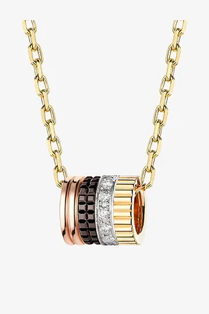 Boucheron Mens Quatre Classique Pvd-Coated 18ct Yellow, White and Pink-Gold and 0.17ct Brilliant-Cut Diamond Pendant Necklace