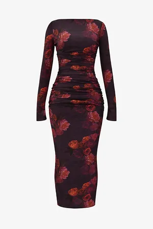 House Of Cb Womens Lanetta Floral-Print Stretch-Woven Maxi Dress
