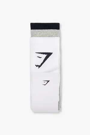 GymShark Mens Branded Pack Of Three Cotton-Blend Socks