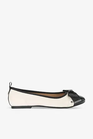 Kurt Geiger Womens Megan Bow-Embellished Faux-Leather Flat Courts