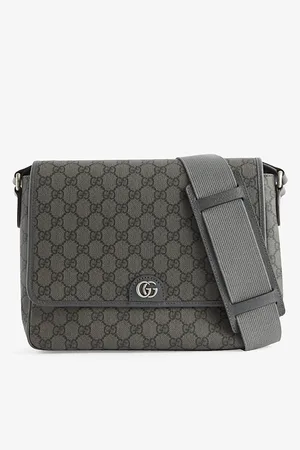 Gucci Mens Monogram-Pattern Coated Canvas Cross-Body Bag