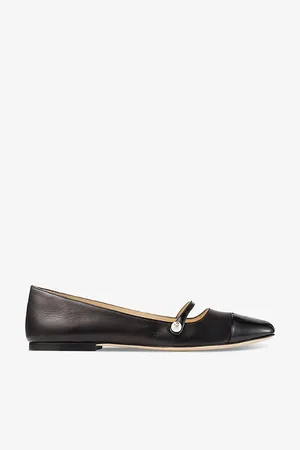 Jimmy Choo Womens Elisa Pearl-Embellished Patent-Leather Ballet Flats