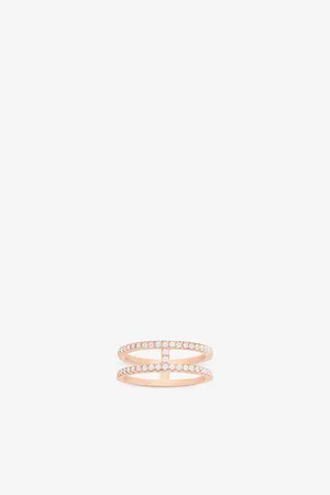 APM Monaco Womens Croisette Double-Line Pave Cubic-Zirconia 18ct Gold-Plated Ring