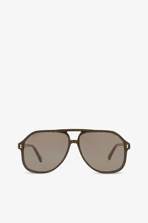 Gucci Womens Gg1042S Aviator-Frame Acetate Sunglasses