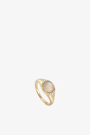 ASTLEY CLARKE Womens Luna 18ct Yellow Gold-Plated Vermeil Sterling-Silver and Moonstone Signet Ring